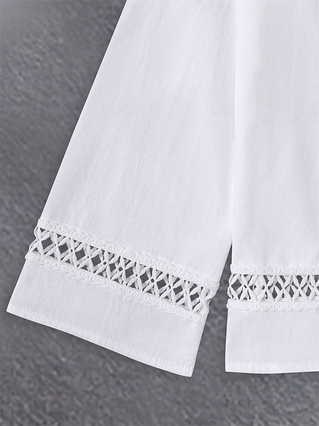 Women's Blouse Dressy Tops Ruched Patchwork Embroidered