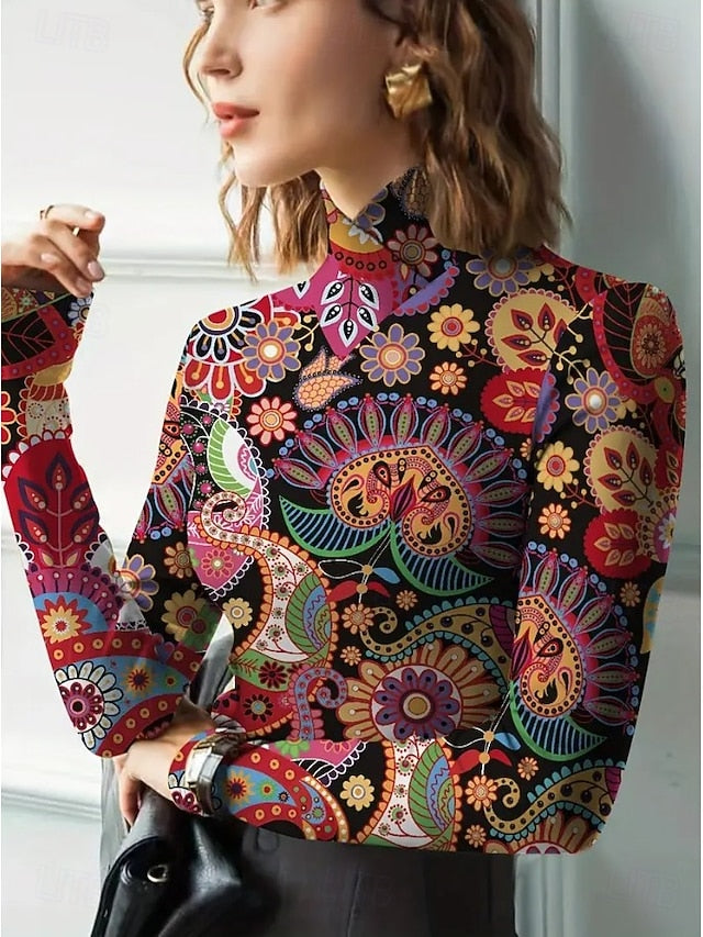Women's Tunic Floral Elegant Bohemia Vintage Long Sleeve