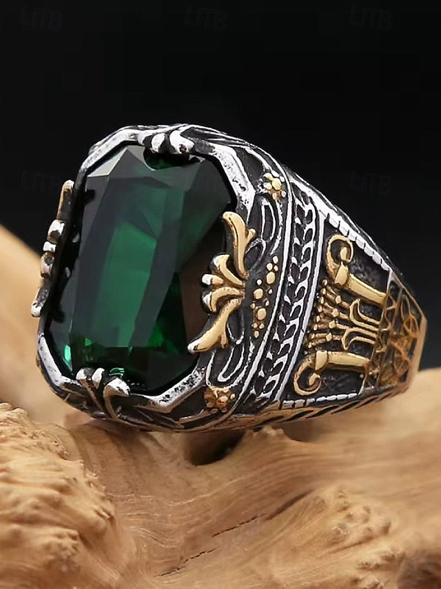 Gemstone Men's Ring Alloy