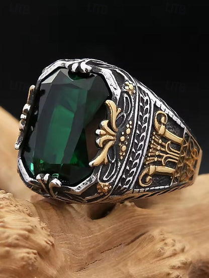 Gemstone Men's Ring Alloy
