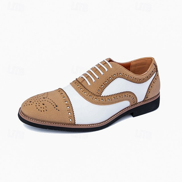 and Shoes Brogue Classic White with Brown Oxford Men's