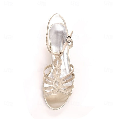 Satin Mid-Heel – Elegant Purple Strappy Women's Sandals