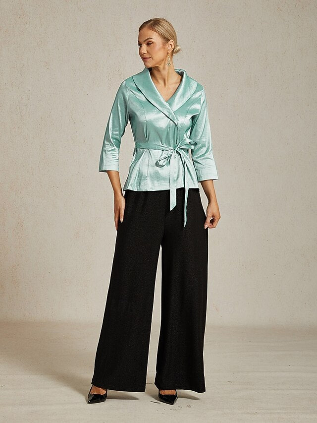 Women's Blouse Evening Tops Tie Front Solid Color Plain
