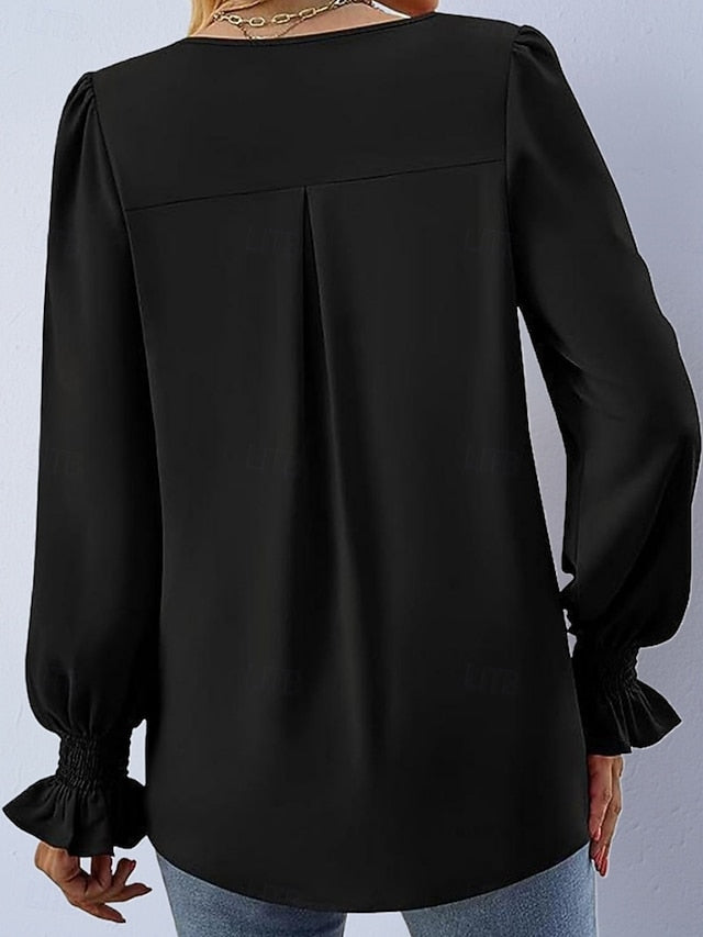 Women's Shirt Satin Shirt Blouse Plain Stylish Basic
