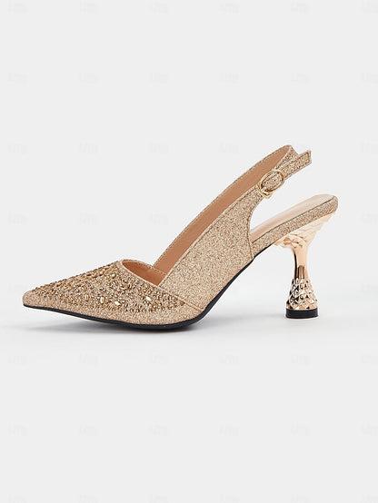 Glitter Women's Pumps Pointed Slingback – Toe Sparkling