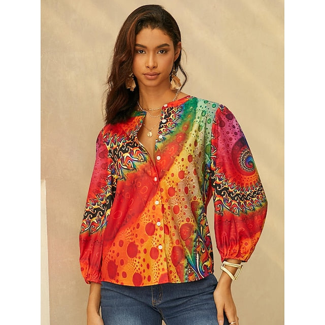 Women's Shirt Long Sleeve Button Down Blouse Daily Basic