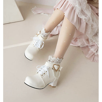 Wedding Shoes Women's Boots Lace-Up White Ankle – Bridal
