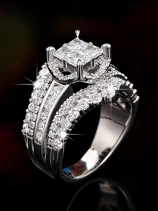 Cubic with Ring Zirconia Wedding Set Luxury