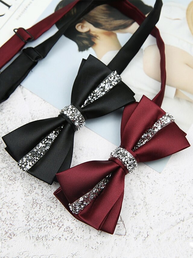 Burgundy Embellishment Satin with Tie Crystal Elegant – Bow