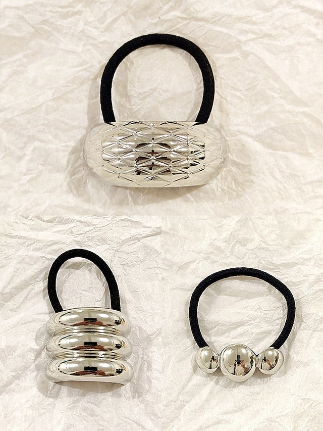 Band Hair Scrunchies Tone Gold Elastic Women's with -