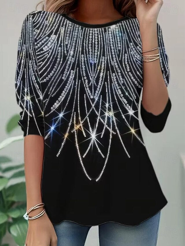 New YearWomen's T Shirt Graphic Abstract Vintage Fashion