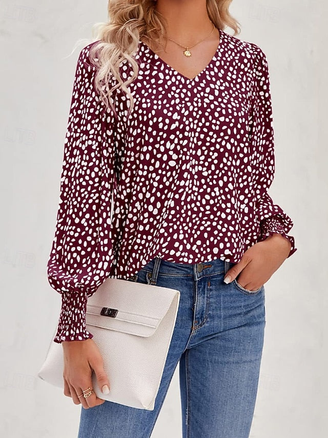 Women's T Shirt Print Floral Casual Long Sleeve V Neck