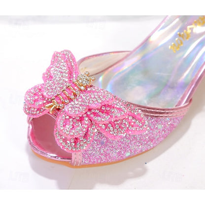 Princess – Girls' Silver Shoes Bowknot Sparkly Glitter