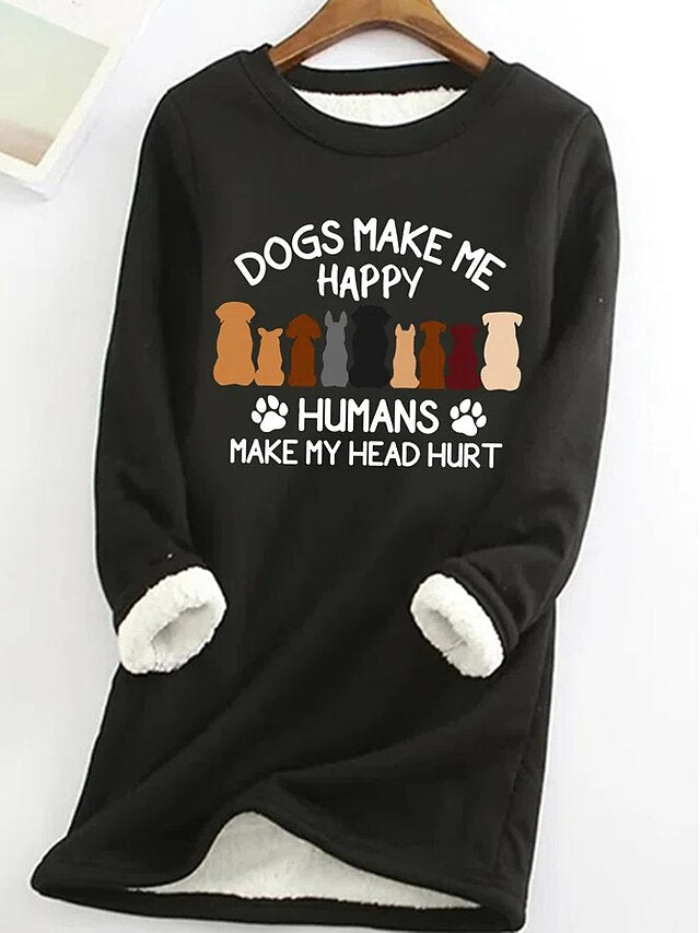 Graphic Pullover Women's Sherpa Sweatshirt Letter Casual