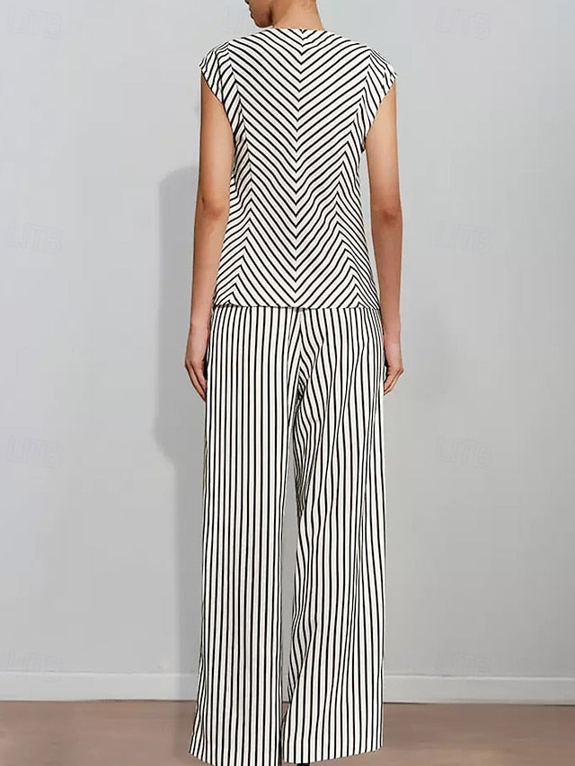 Print of Striped Two Piece Pantsuit the Bride Mother