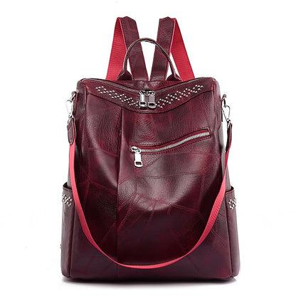 Large Backpack Women's - Leather Multi-Function Capacity