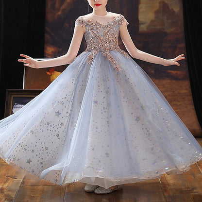 Dress Kids Sequin Party Girl Flower Short Girls'