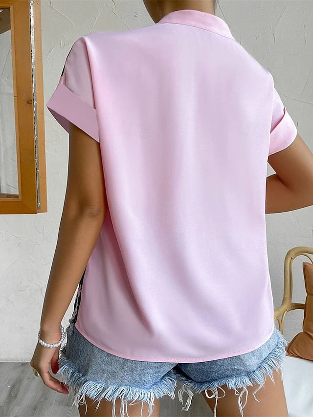 Women's Blouse Dressy Tops Ruched Buttons Draped Solid