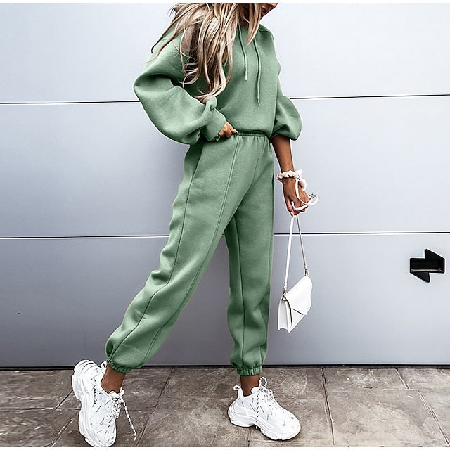 Women's Tracksuit Pants Sets Sweatshirt Long Sleeve Hooded