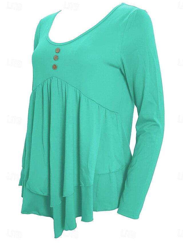 Women's Blouse Peplum Solid Color Stylish Casual Long
