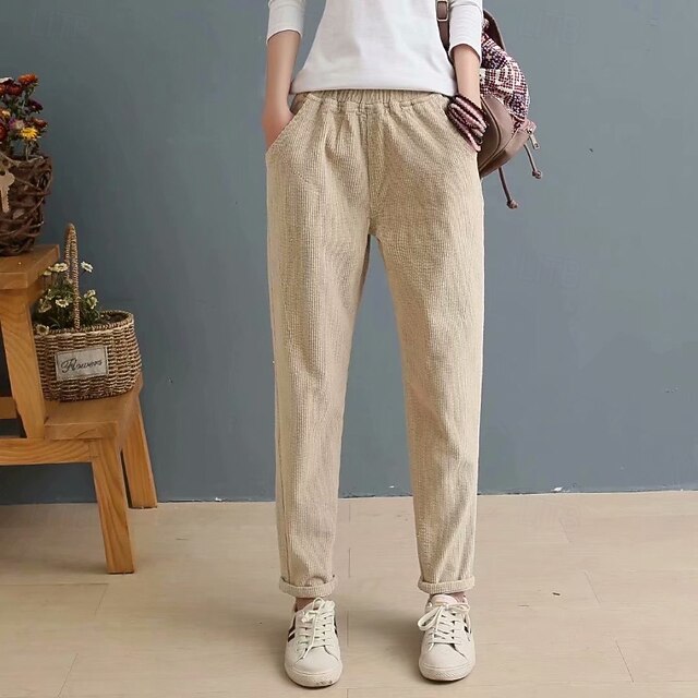 Women's Corduroy Pants Slacks Straight Streetwear Casual