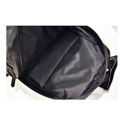 with Leather Backpack Black Faux Front Zipper Men's Pocket