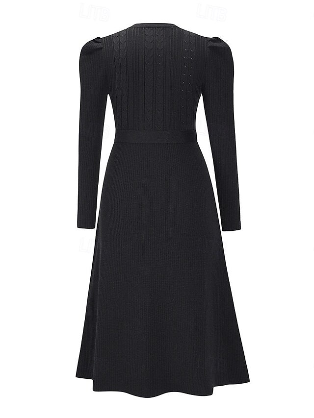 Women's Sweater Dress Fashion Elegant Dress Solid Color