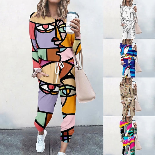 Women's Sweatshirt Tracksuit Pants Sets Streetwear Cinched