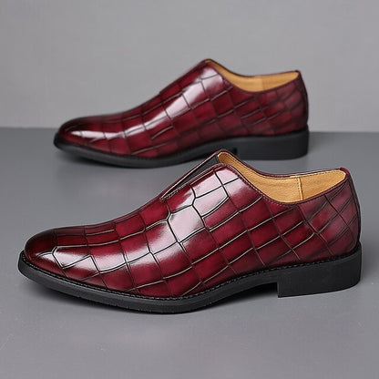 Burgundy Men's Shoes Slip-On Crocodile – Pattern