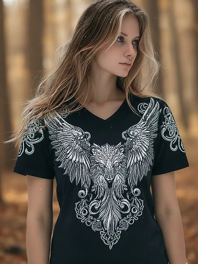 Women's Boho VIKING T Shirt Graphic Bohemia Vintage Casual