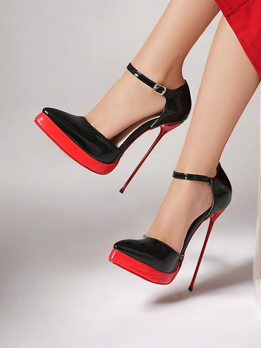 Stiletto Platform Leather Patent Black Women's and Red