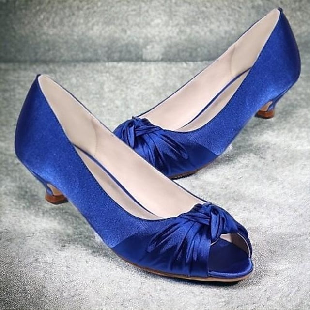 Women's Heels Blush Kitten Peep-Toe Pink - Elegant Satin