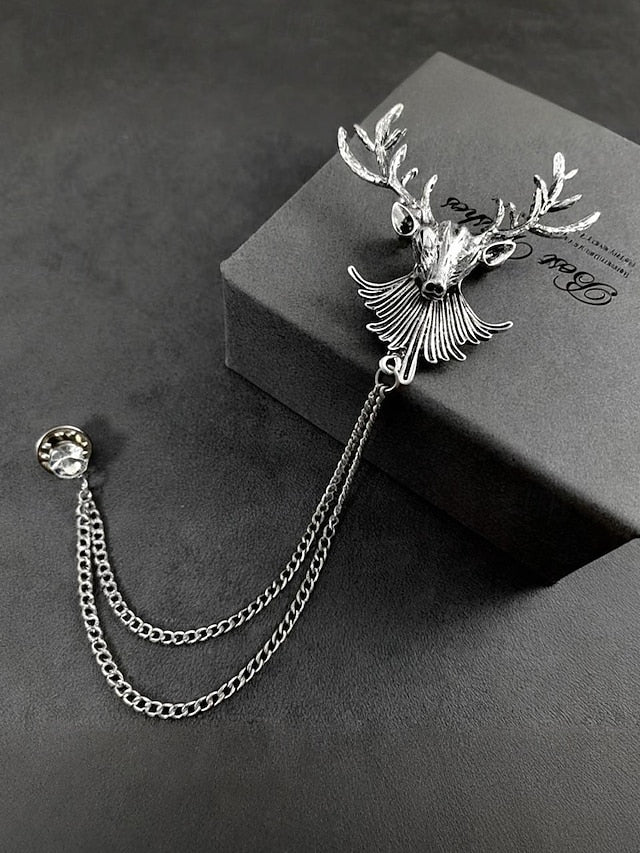 Christmas Men's with Brooch Lapel Deer Pin