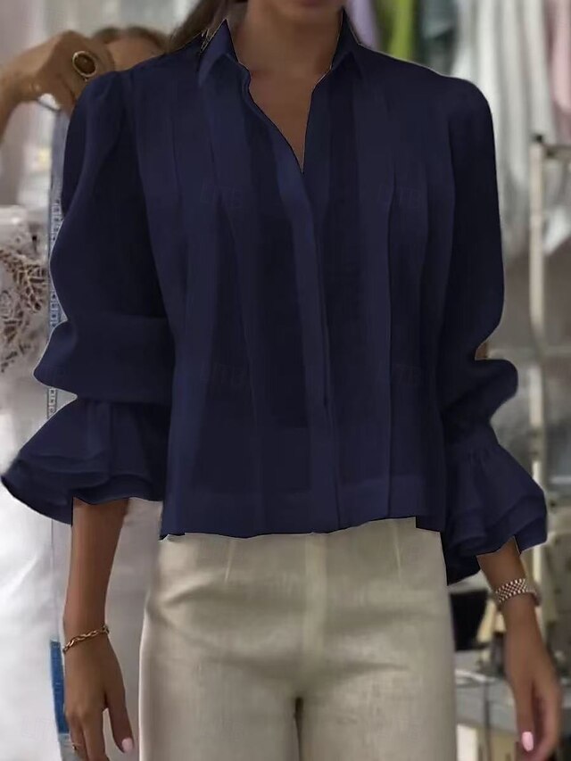 Women's Shirt Summer Tops Blouse Solid Color Casual Beach