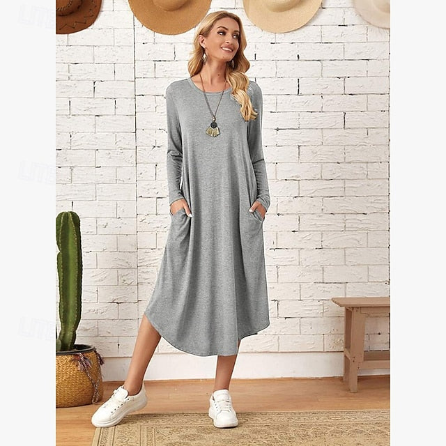 Women's Midi Dress T Shirt Dress Tee Dress Shift Dress