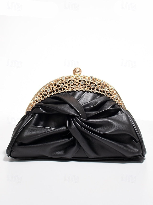 Bag Rhinestone Leather Evening Faux Clutch – Women's