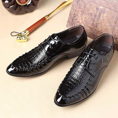 Shoes Faux Crocodile - Patent Black Leather Men's