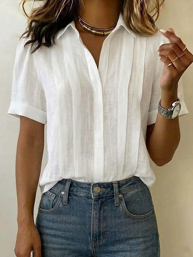Women's Blouse Solid Color Daily Stylish Basic Short Sleeve