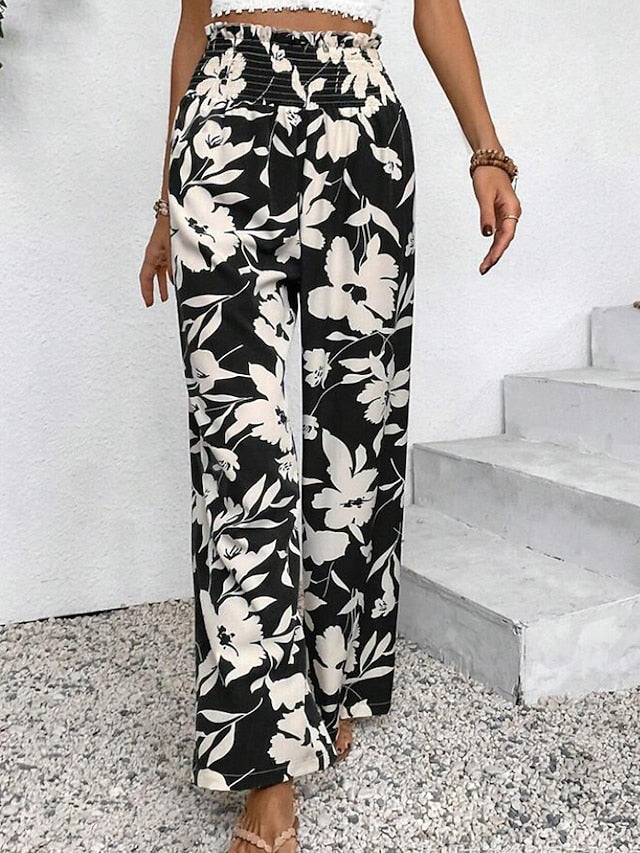 Women's Slacks Pants Trousers Boho Full Length Natural