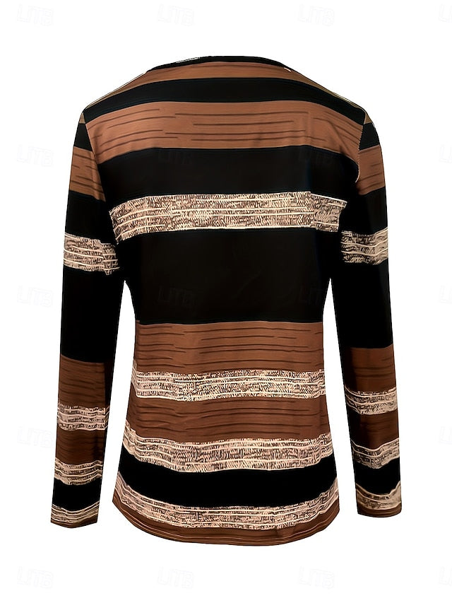Women's T Shirt Zipper Print Graphic Geometric Striped