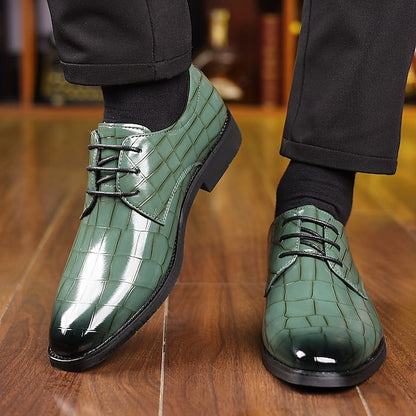 Faux Crocodile Leather – Shoes Print Oxford Green Men's