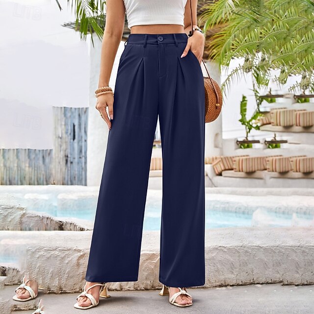 Women's Wide Leg Slacks Streetwear Casual Full Length