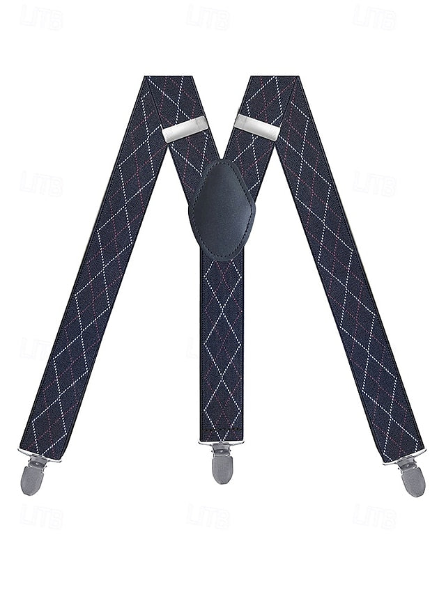 Clip-On Men's Classic Suspenders Pattern Argyle –