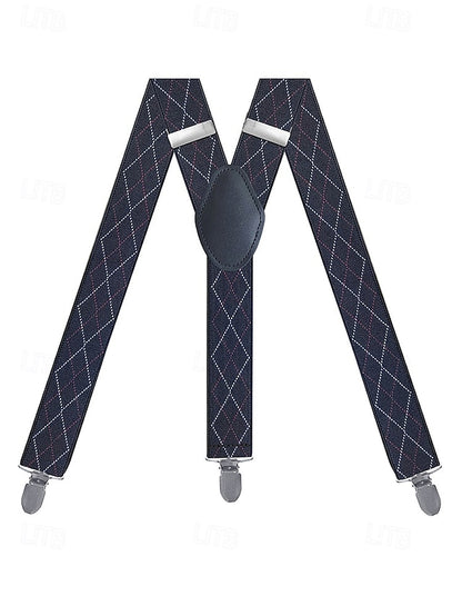 Clip-On Men's Classic Suspenders Pattern Argyle –