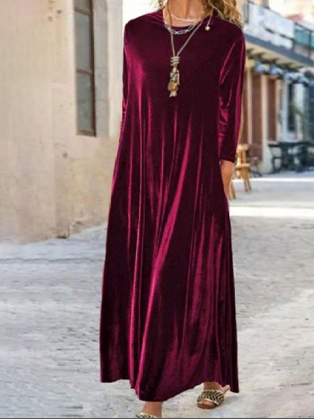 Women's Velvet Maxi Dress Black Dress Graduation Dress