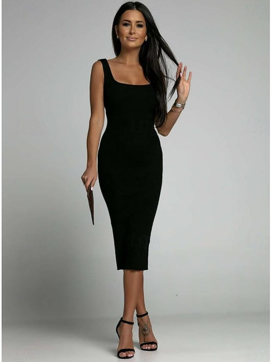 Women's Midi Dress Black Dress Cocktail Dress Formal