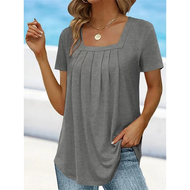 Women's T Shirt Plain Fashion Modern Casual Short Sleeve
