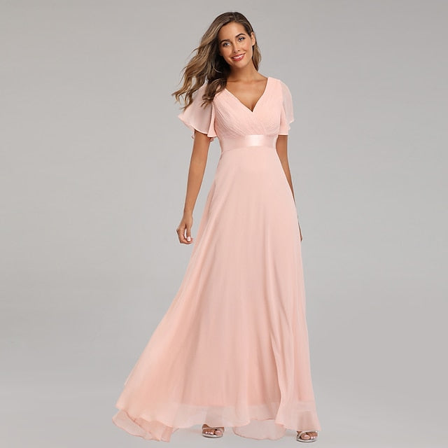 A-Line Ruched Wedding Guest Dress Beach Wedding Elegant Formal