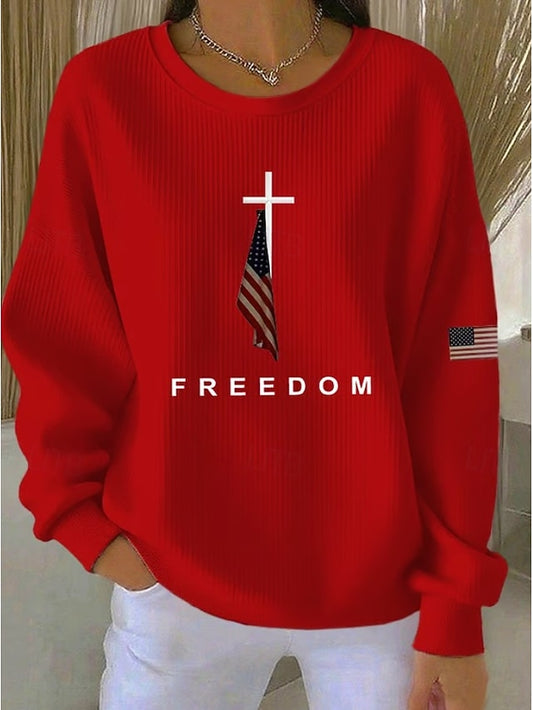 Independence Day Patriotic Shirt Women's Textured Pullover