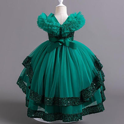 Sleeveless Flower Party Girls' Girl Sequin Kids Dress